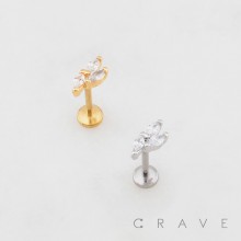 MULTI CZ MARQUISE BUTTERFLY THREADLESS (PUSH IN) 316L SURGICAL STEEL LABRET SET